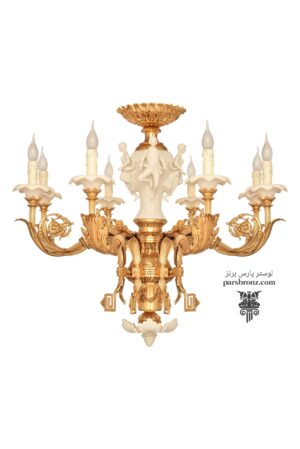 لوستر پذیرایی لوکس شیک فانتزی سفید برنز کلاسیک مدرن برنجی