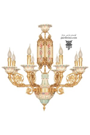 لوستر کلاسیک سرامیکی برنزی برنجی