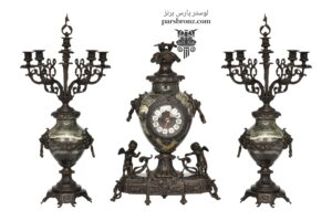 قیمت ساعت و شمعدان پذیرایی برنز کلاسیک آنتیک