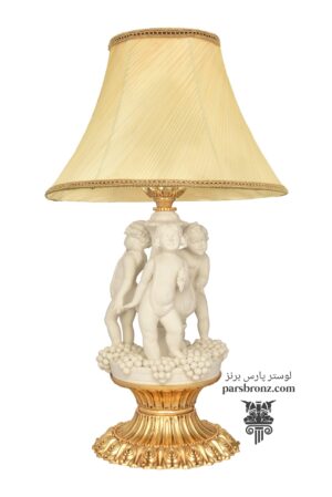 آباژور چراغ خواب جدید سفید برنز سرامیکی پایه برنجی مجسمه فانتزی