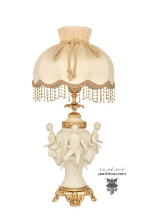 آباژور فانتزی کلاسیک مدرن مجسمه سرامیکی برنجی برنز رومیزی برای اتاق خواب سفید