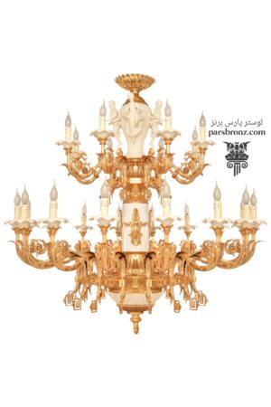 لوستر لوکس پذیرایی برنز شیک کلاسیک سفید برنجی