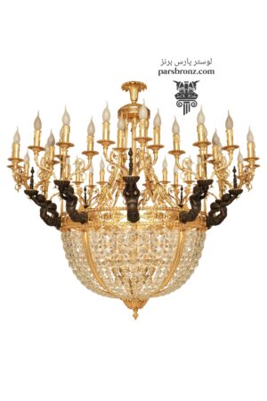 قیمت خرید کارخانه لوستر پذیرایی جدید لوکس کریستالی آویز با کریستال شامپاینی طرح طلایی برنزی برنز برنجی فروش در تهران کریستالی کلاسیک