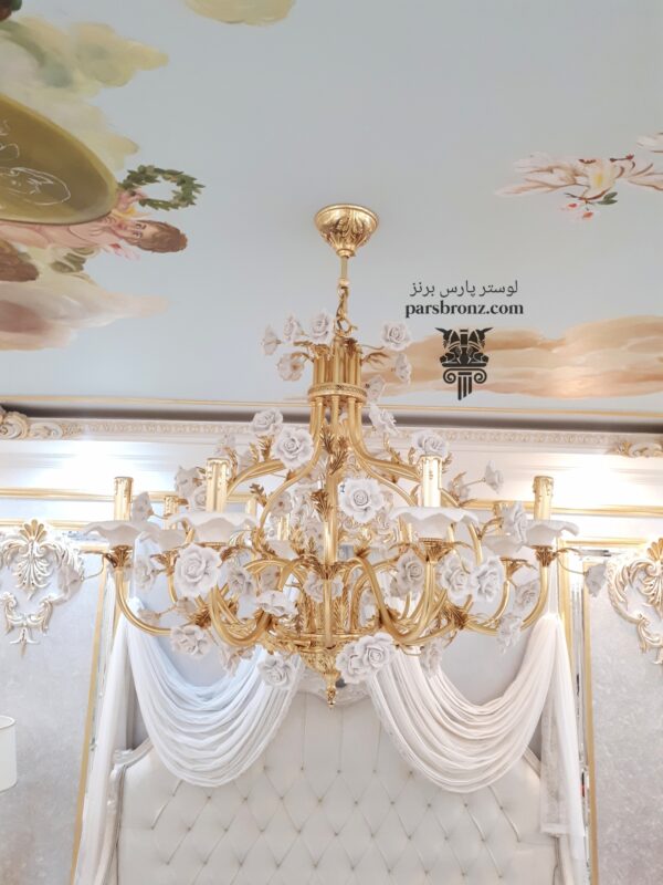 قیمت خرید کارخانه انواع لوستر های برنز سرامیکی شیک جدید خاص لوکس سبک اروپایی کلاسیک مدرن سفید فروش در تهران مدل فانتزی برای پذیرایی اتاق خواب آشپزخانه برنزی برنجی پذيرايي