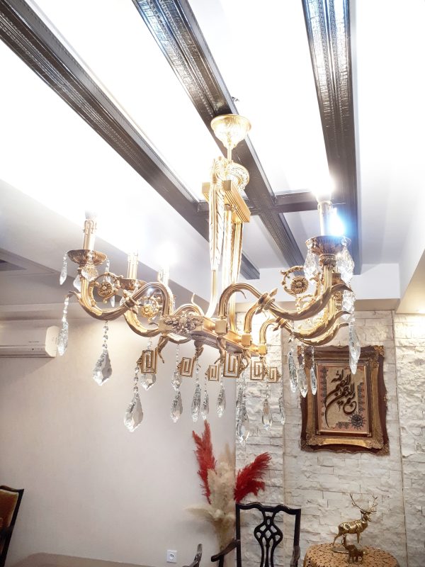 لوستر لاینر خطی جدید چراغ کلاسیک مدرن برنز لاینری بالای میز ناهارخوری پذیرایی نشیمن روی اپن جزیره آشپزخانه برنزی برنجی