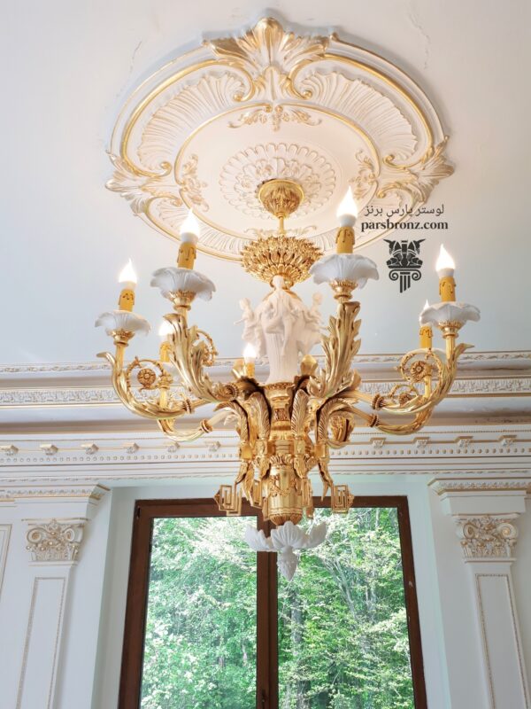 خرید ارزان لوستر جدید فانتزی برنز برای پذیرایی اتاق خواب آشپزخانه سرامیکی مدرن کلاسیک برنزی برنجی روی بالای جزیره اپن نهارخوری سرامیک ناهارخوری در تهران ۴ مجسمه