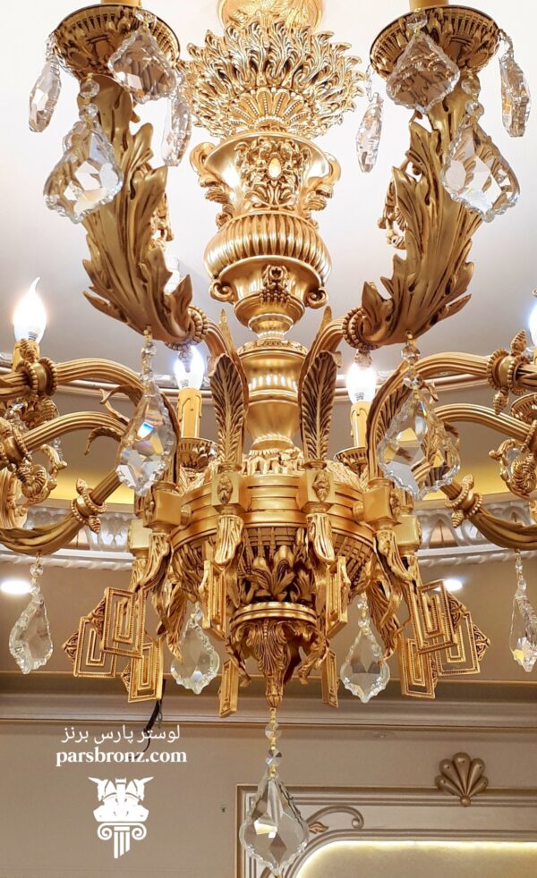 قیمت لوستر 8 شاخه 12 آویز پذیرایی آشپزخانه لوکس مجلل لاکچری جدید برنز کلاسیک مدرن برنجی برنزی اتاق خواب دکوراسیون