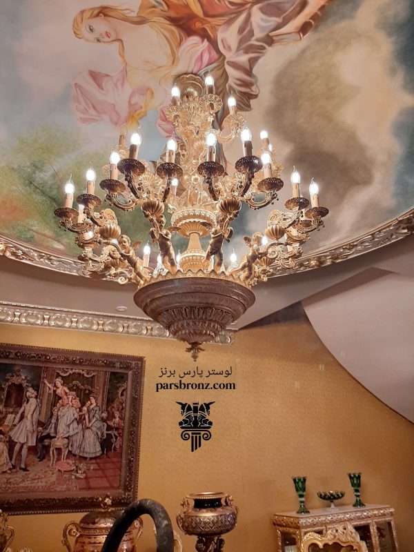 لوستر سلطنتی جدید پذیرایی کلاسیک برنز بزرگ طلایی آویز شاخه ای مسجدی قیمت انواع