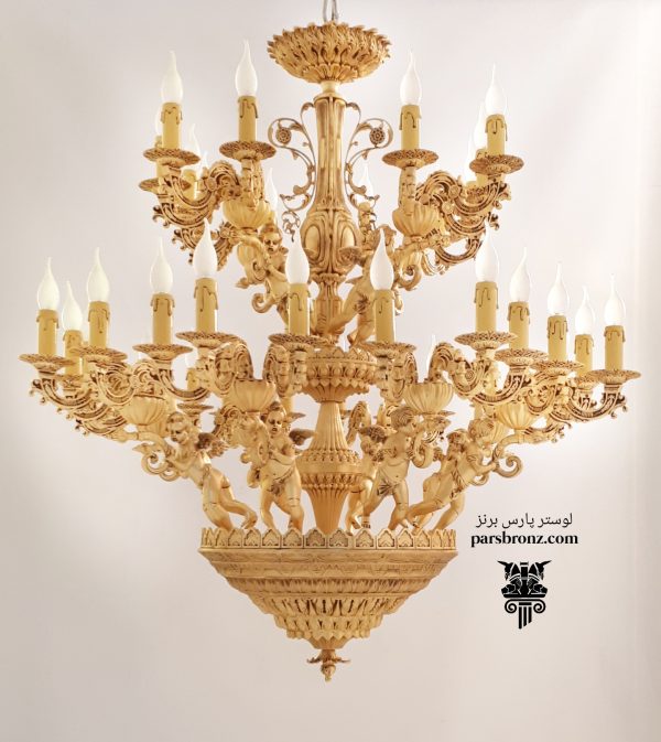 لوستر سلطنتی جدید پذیرایی کلاسیک برنز بزرگ طلایی دو طبقه 12 شاخه