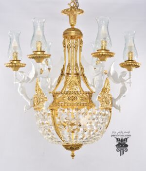 خرید لوستر های جدید برنز در انواع طرح فرشته سفید کلاسیک مدرن کریستالی برنزی با کریستال رنگی برای پذیرایی مینیمال در تهران قیمت اتاق خواب سقفی برنجی با لوکس رنگ طلایی