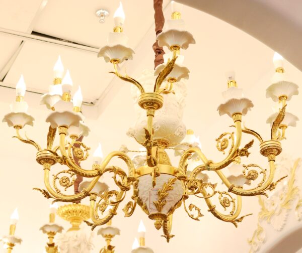 فروش لوستر جدید پذیرایی برنزی شیک سفید فانتزی برنز سرامیکی خرید ارزان لوستر کلاسیک زیبا لاکچری برای اتاق خواب و آشپزخانه در تهران 