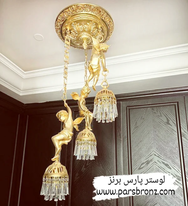 لوستر جدید آویز سقفی آشپزخانه برنزی کلاسیک با قیمت خرید کارخانه واسه مجسمه دست ساز برنجی طلایی